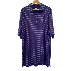 SALE Footjoy Mens Golf Polo Shirt BLUE White Stripes The Farms Country Club XXL